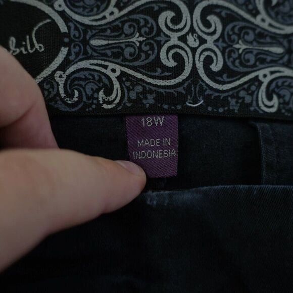 Gloria Vanderbilt Black Elastic Waist Chino High Rise Pants 18W 42/30 - Picture 6 of 8